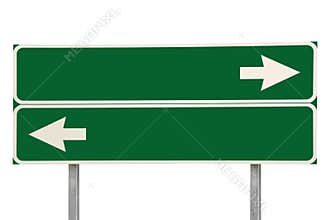 Crossroads Road Sign Two Arrow Green Isolated