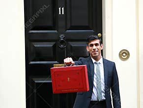 Rishi Sunak outside No. 11 Downing street in London, UK.