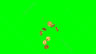 Gold coins flying up from the bottom bursting at the end.