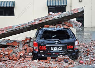 Christchurch Earthquake - Car Crushed by Bricks
