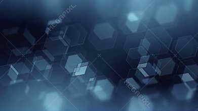 Abstract hexagon pattern on blue