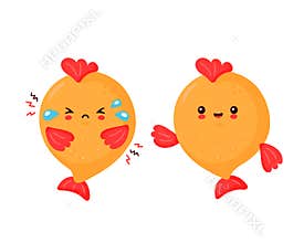 Cute happy and sad funny fish. Vector