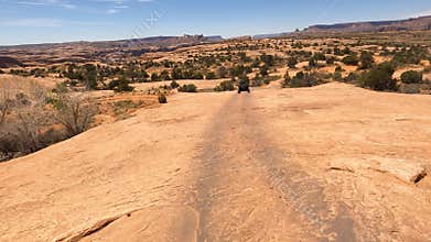 4x4 offroad vehicle recreation over rocky mountain POV 4K