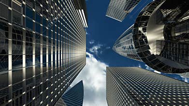 Buildings and skyscrapers with apartments and offices for financial companies