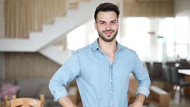 Young handsome casual man in different situations