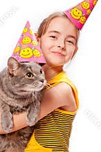 Birthday girl and cat