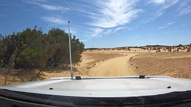 02 TL POV of a vehicle driving in the The Pinnacles Desert