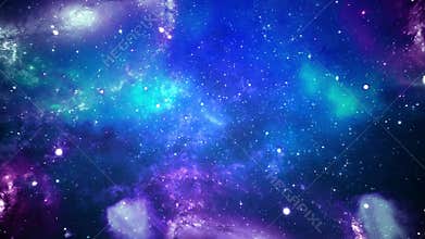 3D Fly through in a space galaxy in universe singularity big bang space flight into a star field Loop Animation.