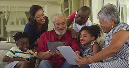 Multi-generation family spending time together at home