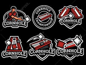 Cornhole logo and badge set vector image