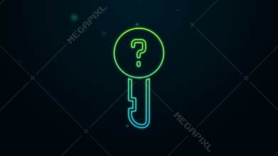 Glowing neon line Undefined key icon isolated on black background. 4K Video motion graphic animation