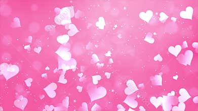 Pink Romantic hearts bokeh Seamless loop background 4K Animation.