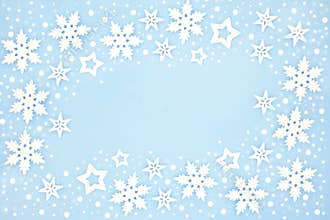Winter and Christmas Snowflake Background Border