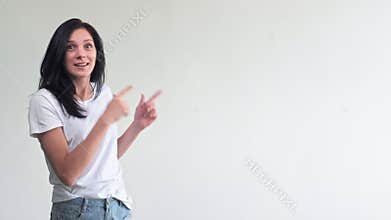 Special offer excited woman dream opportunity