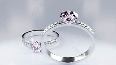 Diamond rings made of platinum gold decorated with many small diamonds
