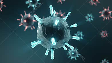 Abstract digital viral infection, causing chronic disease. Outbreak coronavirus COVID-19. Spread of virus. Hepatitis