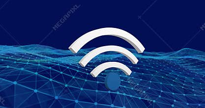 WiFi icon against digital waves