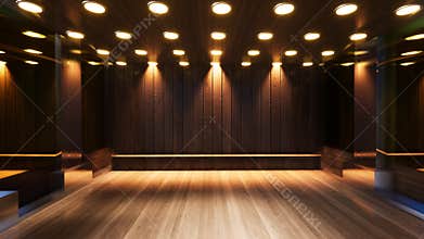 Three-dimensional color background for wooden TV studio