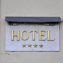 Hotel sign: four star hotel in Italy