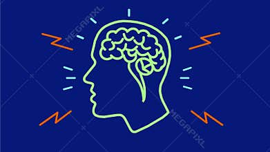 Human Brain Activity Neon Sign 2D Animation