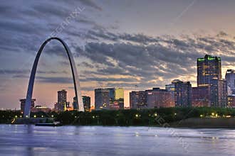 Colorful sunset at St. Louis Arch