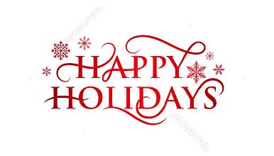 Festive happy holidays text with flourishes