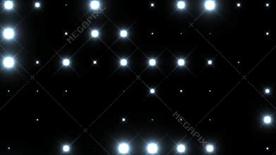 Animation disco panel with lamps blinking white lights on black background.