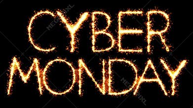 Cyber Monday Text Sparkler Glitter Sparks Firework Loop Animation