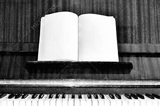 Old grunge piano keys with effect