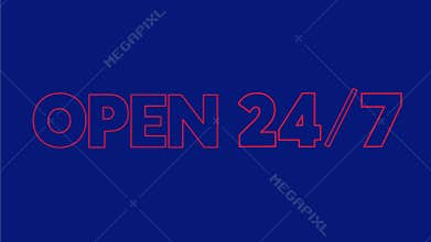Open 24 7 Flickering Neon Sign 2D Animation