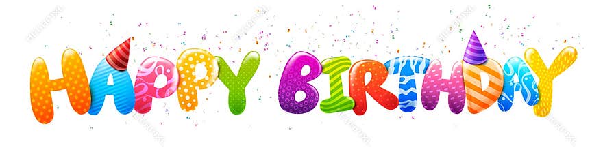 3D Colorful happy birthday calligraphy 0002