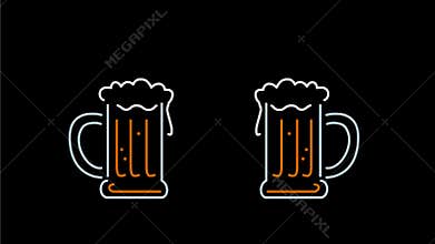 Beer Toasting Neon Sign 2D Animation