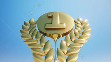 Number one gold award with sky background