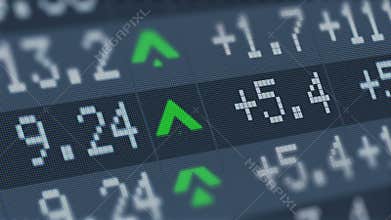 Financial indexes of stock companies change up and down over time market wall