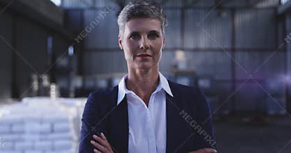 Portrait of a female warehouse manager 4k