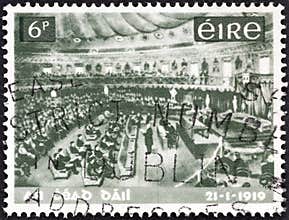 IRELAND - CIRCA 1969: A stamp printed in Ireland shows Dail Eireann Assembly, circa 1969.