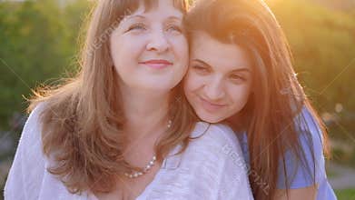 Mother day warm greeting love daughter kissing mom