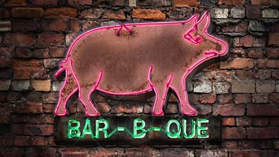 Flashing Neon Barbecue Sign