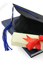 Diploma and graduation cap