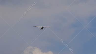 Propeller plane approach for landing to airport