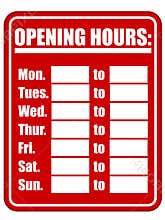 Opening Hours Sign EPS