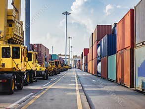 Containers Cargo shipping Logistic freight warehouse Import Export business Logistic Transportation Industry