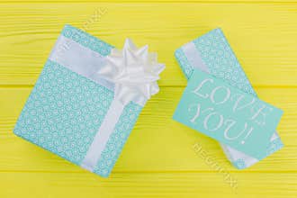 Gift boxes and Love You paper card.