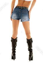 Cowboy boots and denim shorts