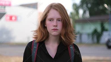 Student woman professional intern college girl with red hair