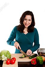 Woman cooking in kitchen