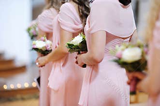 Bridesmaids With Bouquets