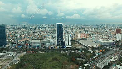 Aerial view of building and skyline in Bangkok Thailand capital