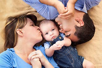 Mixed Race Family Snuggling on a Blanket
