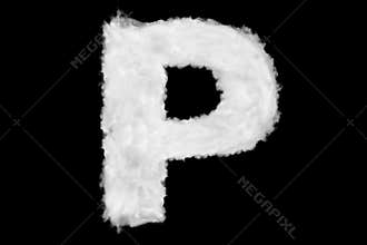 Letter P font shape element made of cloud on black